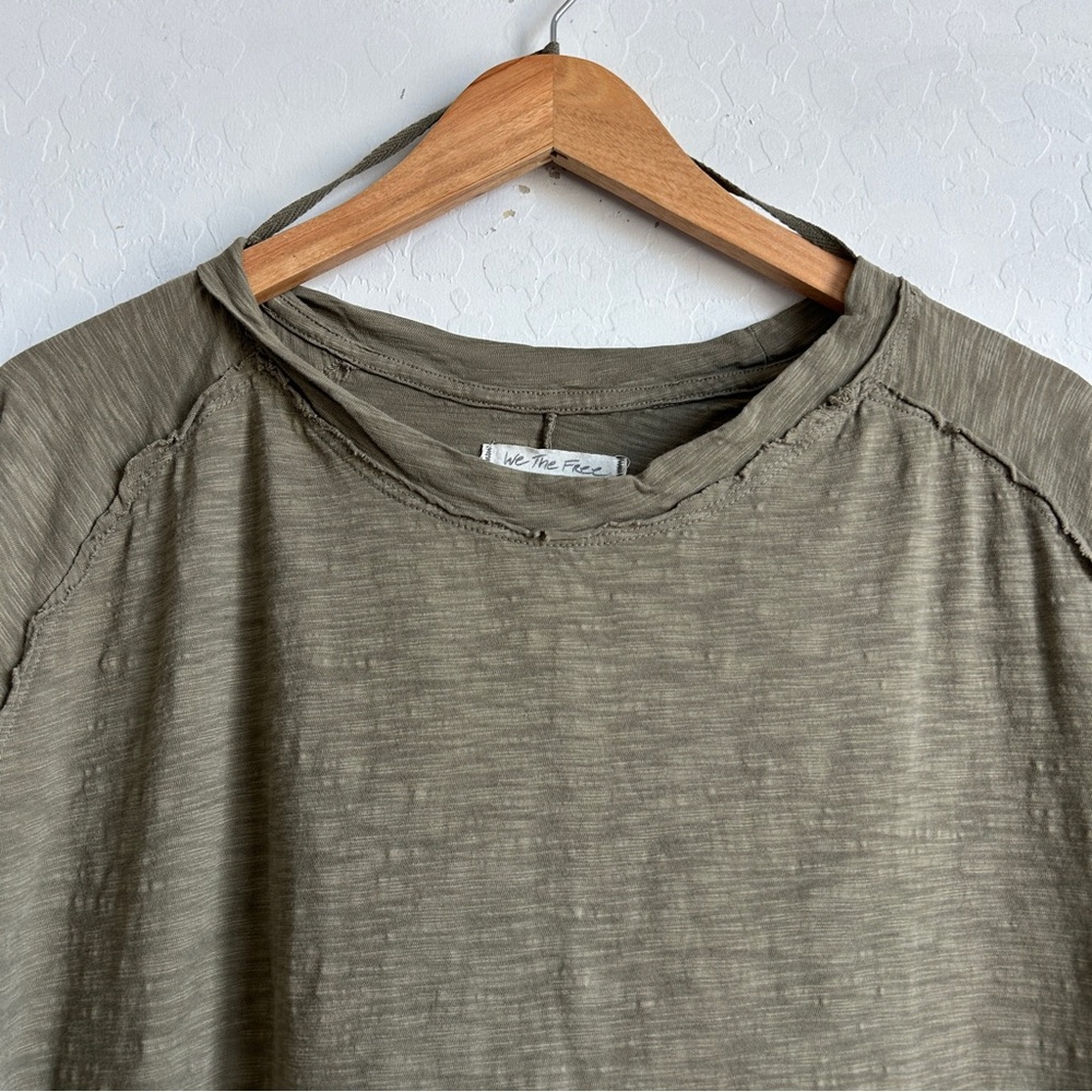 We the Free People T-Shirt XL Long Sleeve Slouchy Oversized Longline Green - Picture 3 of 9